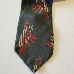 Vintage Landons Omaha Lincoln Silk Tie Green Maroon Tan